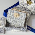 Chanel Dior 25S 30 Montaigne Dahlia Wallet 11 in Light Blue Dior Oblique Jacquard