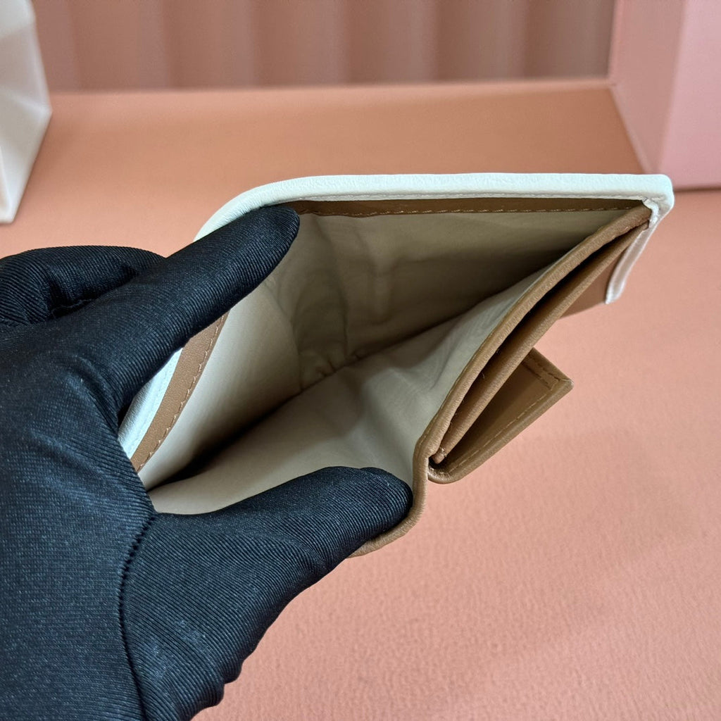 Small Matelassé Nappa Leather Wallet Brown
